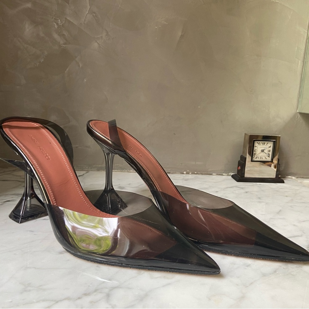 Amina Muaddi Black Transparent High Heels